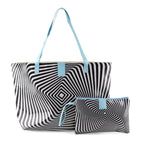 Set of 2 Printed Tote Bag with Matching Pouch - Black & White_8574513