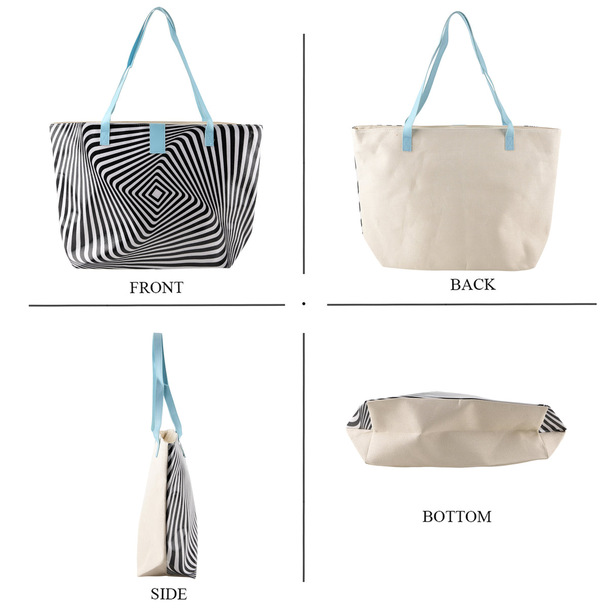 Set of 2 Printed Tote Bag with Matching Pouch - Black &amp; White V32705868 4