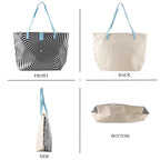 Set of 2 Printed Tote Bag with Matching Pouch - Black & White_8574513_4