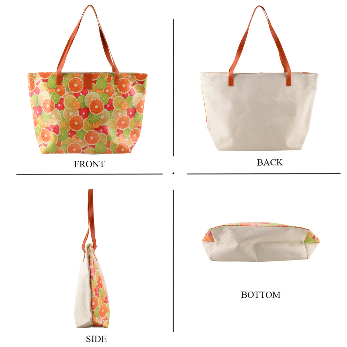 Set of 2 Printed Tote Bag with Matching Pouch - Orange Green V32513837 4
