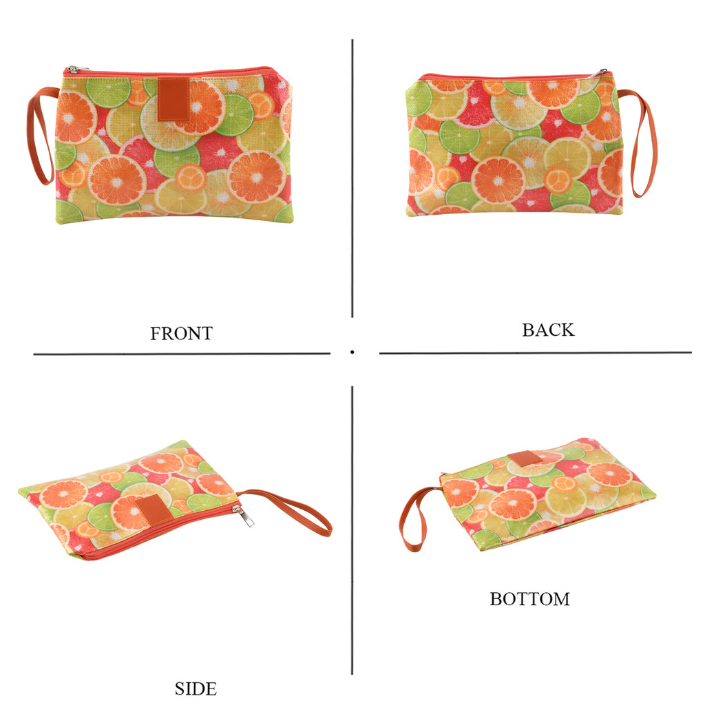 Set of 2 Printed Tote Bag with Matching Pouch - Orange Green_8574514_6