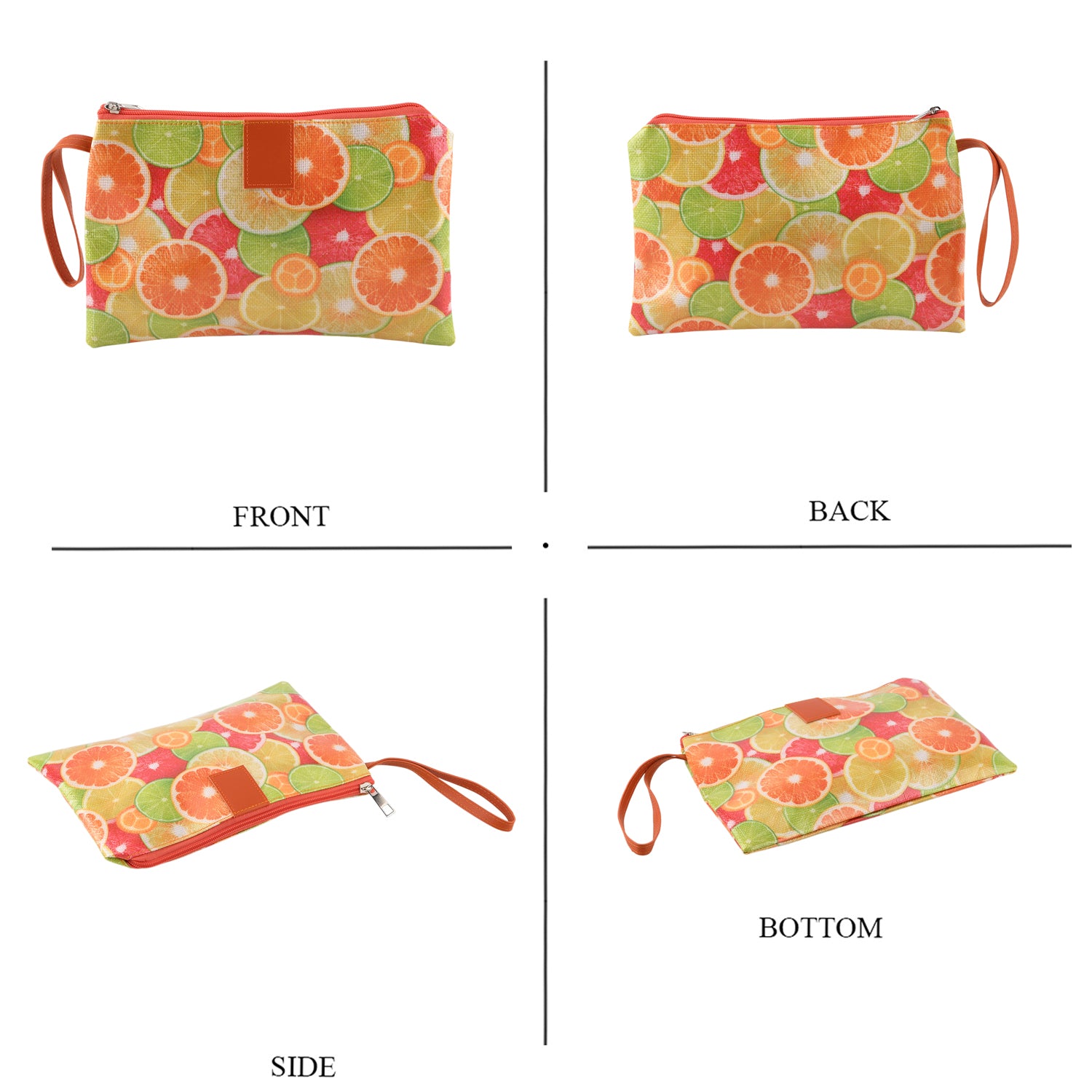 Set of 2 Printed Tote Bag with Matching Pouch - Orange Green V32513837 6