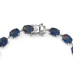 D'Joy - Boulder Opal Triplet & White Zircon Cluster Bracelet (Size - 7.5) with GB Lock Box in Rhodium Overlay Sterling Silver 14.53 Ct._8574520_3