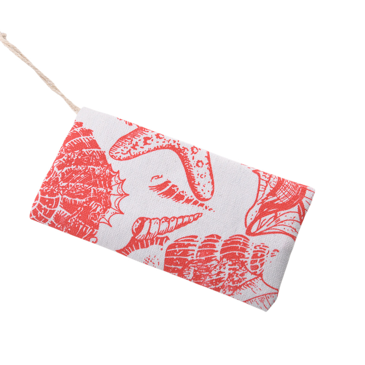 Seashell Print Tote Bag Set with Bamboo Handles - Rose Red V32513544 7