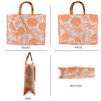 Seashell Print Tote Bag Set with Bamboo Handles - Orange_8574563_4