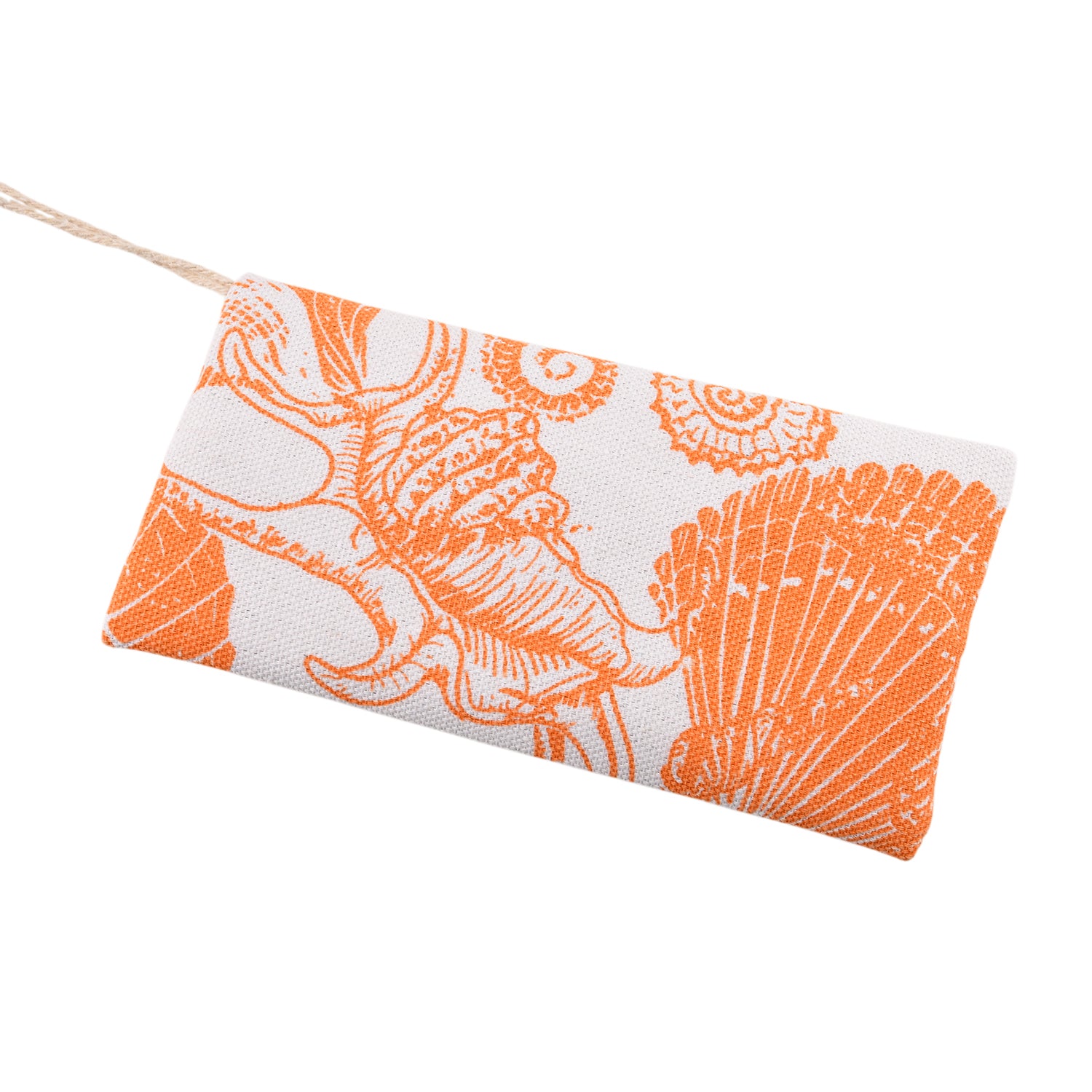 Seashell Print Tote Bag Set with Bamboo Handles - Orange V32489427 7