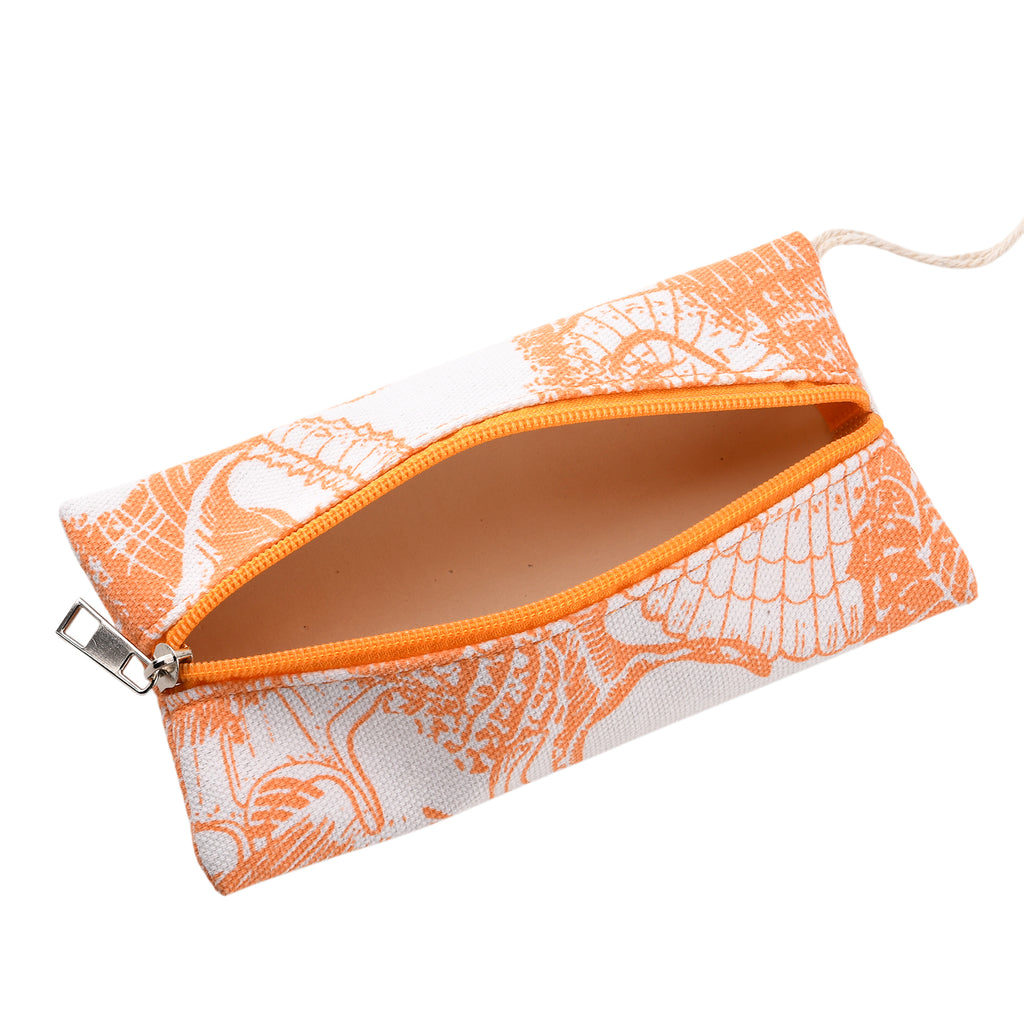 Seashell Print Tote Bag Set with Bamboo Handles - Orange_8574563_9