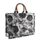 Seashell Print Tote Bag Set with Bamboo Handles - Black_8574564_5