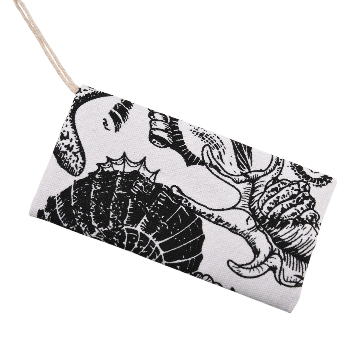 Seashell Print Tote Bag Set with Bamboo Handles - Black V32515260 7