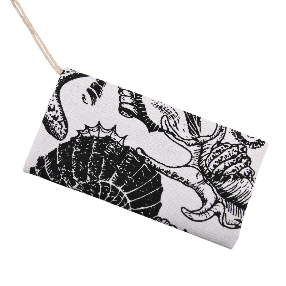 Seashell Print Tote Bag Set with Bamboo Handles - Black V32515260 7