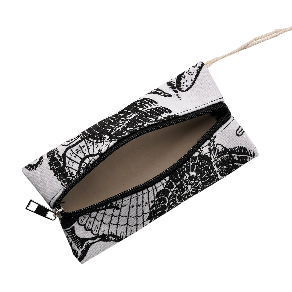 Seashell Print Tote Bag Set with Bamboo Handles - Black_8574564_9