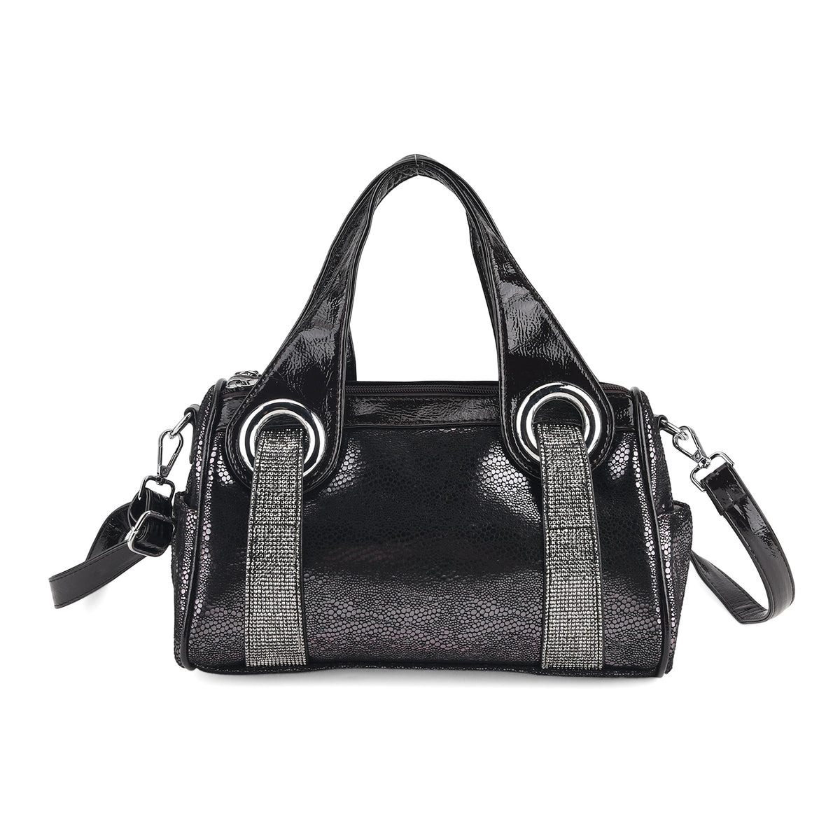 Barrel Style Multi-Pocket Top-Handle Crossbody Bag - Dark Purple 8574565 0