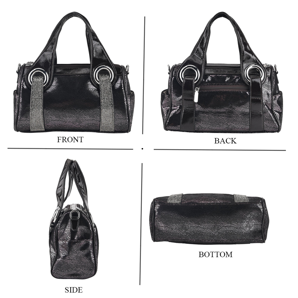 Barrel Style Multi-Pocket Top-Handle Crossbody Bag - Dark Purple 8574565 4