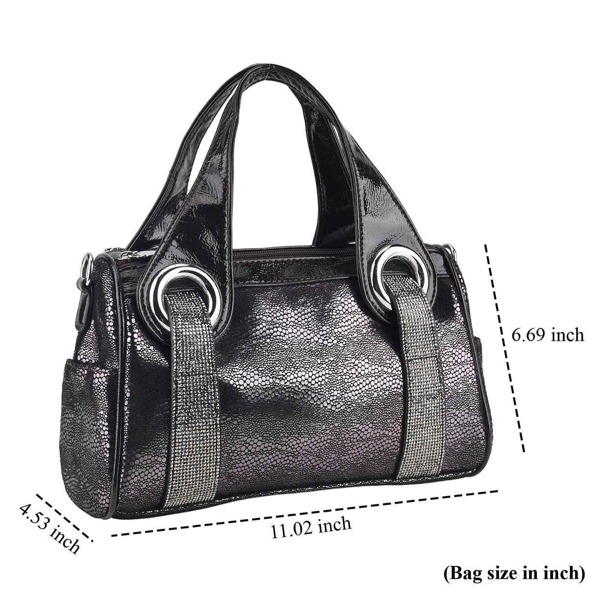 Barrel Style Multi-Pocket Top-Handle Crossbody Bag - Dark Purple 8574565 7