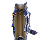 Seashell Print Tote Bag Set with Bamboo Handles - Blue_8574567_6