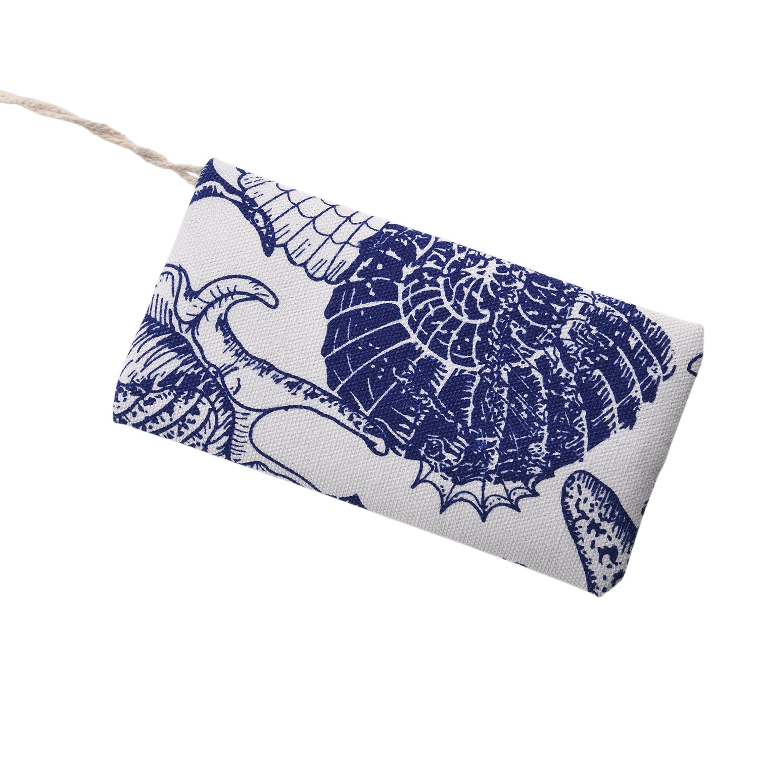 Seashell Print Tote Bag Set with Bamboo Handles - Blue V32515506 7