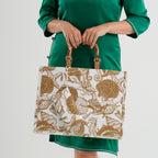 Seashell Print Tote Bag Set with Bamboo Handles - Coffee_8574570_3