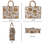 Seashell Print Tote Bag Set with Bamboo Handles - Coffee_8574570_4