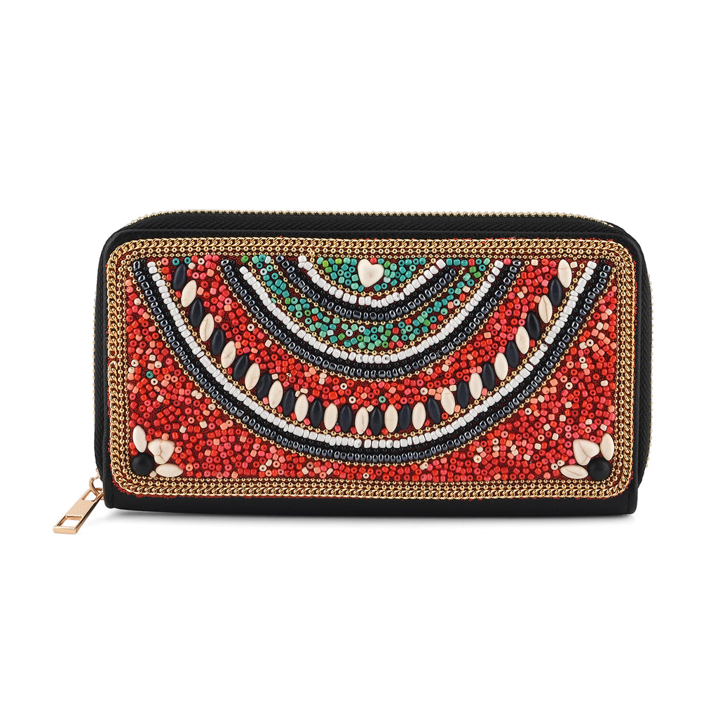 PU Patterned Wallet (Size 19x2x10 cm) - Red_8574616