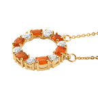 D'Joy - Natural Crimson Fire Opal & Moissanite Necklace (Size - 20) with Lobster Clasp in Yellow Gold Plated Sterling Silver_8574627_3