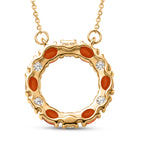 D'Joy - Natural Crimson Fire Opal & Moissanite Necklace (Size - 20) with Lobster Clasp in Yellow Gold Plated Sterling Silver_8574627_4