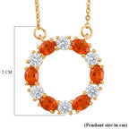 D'Joy - Natural Crimson Fire Opal & Moissanite Necklace (Size - 20) with Lobster Clasp in Yellow Gold Plated Sterling Silver_8574627_5