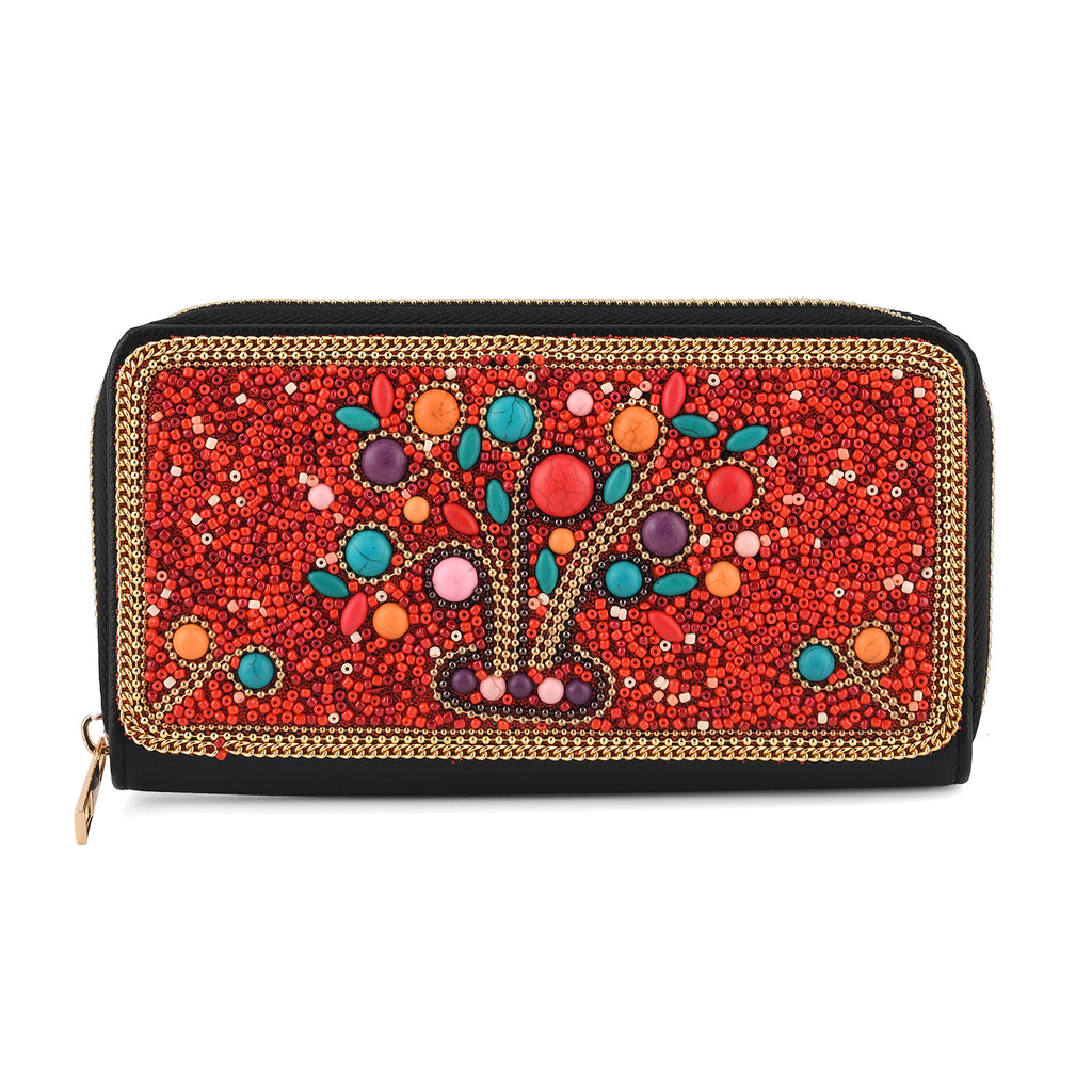 PU Patterned Wallet (Size 19x2x10 cm) - Red Floral_8574632