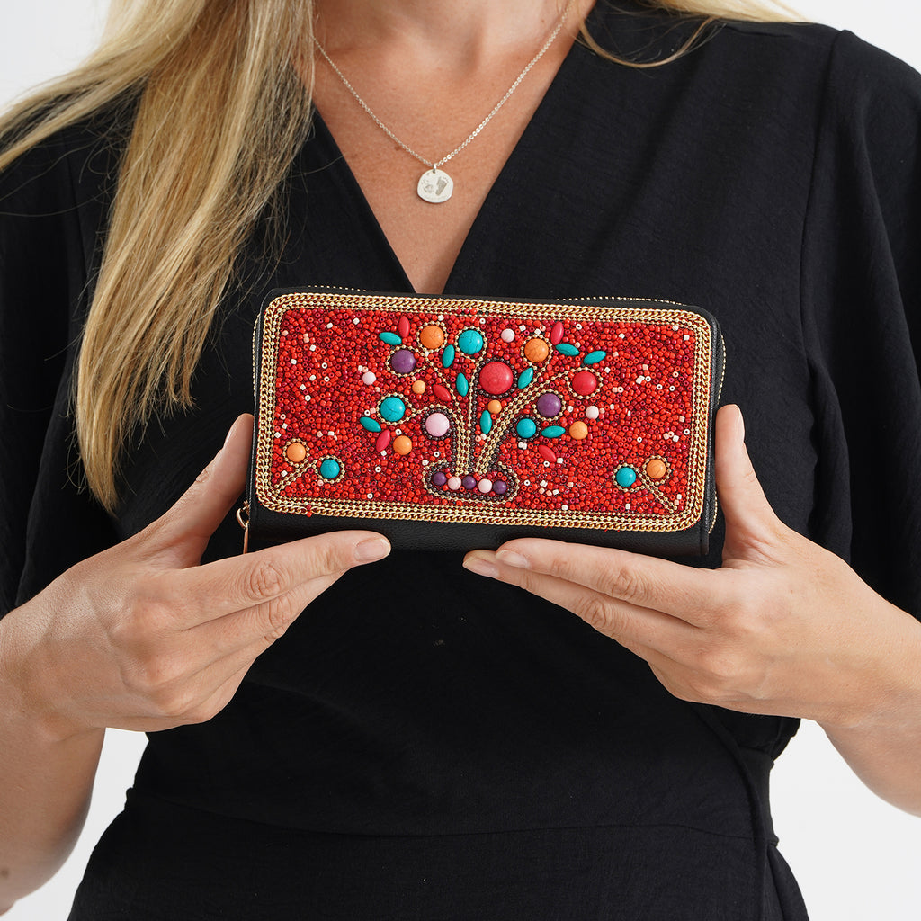 PU Patterned Wallet (Size 19x2x10 cm) - Red Floral_8574632_3