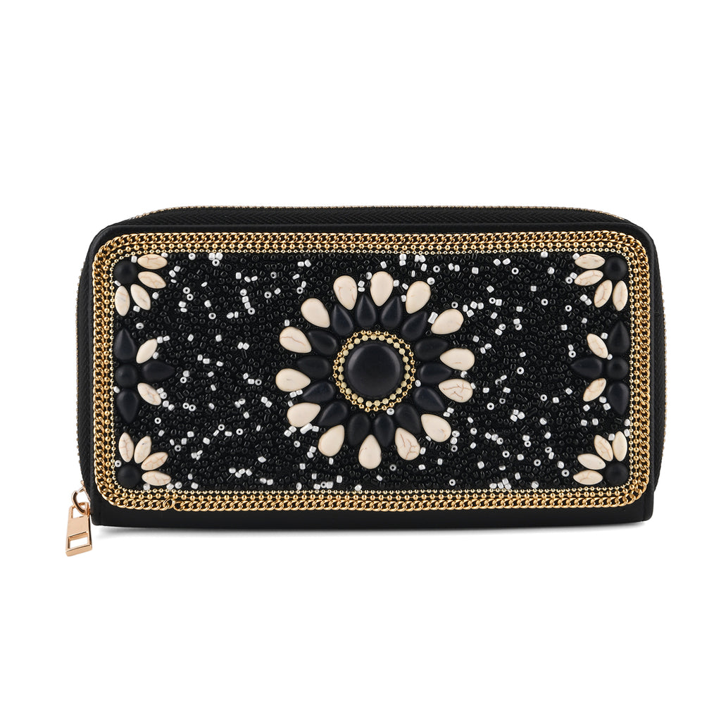 PU Patterned Wallet (Size 19x2x10 cm) - Black_8574636