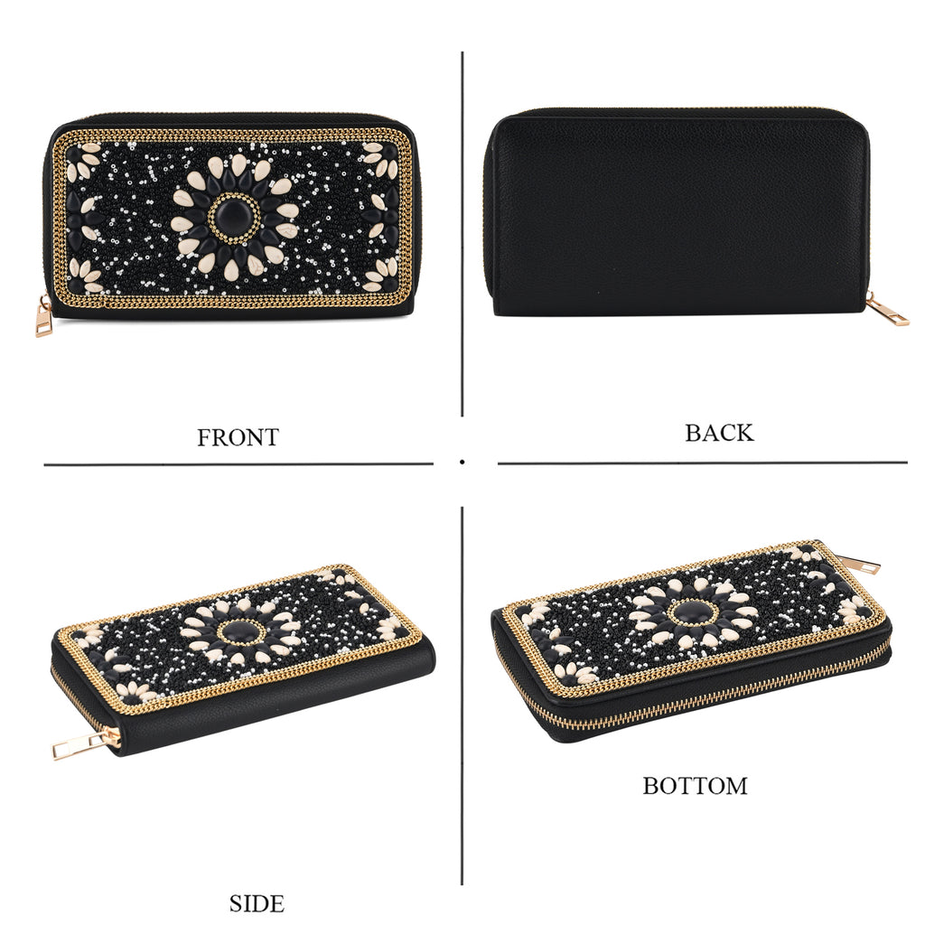 PU Patterned Wallet (Size 19x2x10 cm) - Black_8574636_4