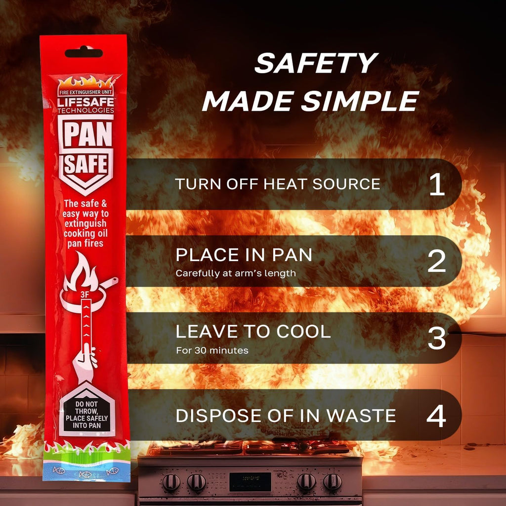 LifeSafe Technologies PanSafe Fire Extinguisher - Non Toxic Eco Friendly Kitchen Fire Safety Device - Premium Drop In Cooking Oil Sachet for Instant Pan Extinguishing - Red_8574657_4