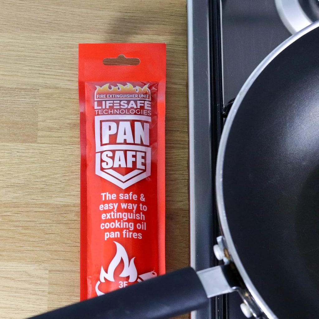 LifeSafe Technologies PanSafe Fire Extinguisher - Non Toxic Eco Friendly Kitchen Fire Safety Device - Premium Drop In Cooking Oil Sachet for Instant Pan Extinguishing - Red_8574657_5