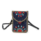 Multicolour Beaded Flower Embroidery Phone Crossbody Bag with Adjustable Strap - Black_8574685