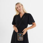 Multicolour Beaded Elephant Embroidery Phone Crossbody Bag with Adjustable Strap - Black_8574686_2