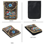 Multicolour Beaded Elephant Embroidery Phone Crossbody Bag with Adjustable Strap - Black_8574686_4