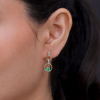 Luxuriant - AAA Lab Grown Columbian Emerald & Lab Grown Diamond (SI/G-H) Dangling Earring with Push Back in 18K Vermeil Yellow Gold Plated Sterling Silver 0.60 Ct._8574701_1
