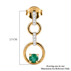 Luxuriant - AAA Lab Grown Columbian Emerald & Lab Grown Diamond (SI/G-H) Dangling Earring with Push Back in 18K Vermeil Yellow Gold Plated Sterling Silver 0.60 Ct._8574701_6