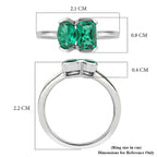 Luxuriant - AAA Lab Grown Columbian Emerald Toi-et-Moi Ring in Rhodium Overlay Sterling Silver_8574702_5