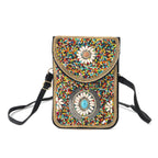Multicolour Beaded Floral Embroidery Phone Crossbody Bag with Adjustable Strap_8574704
