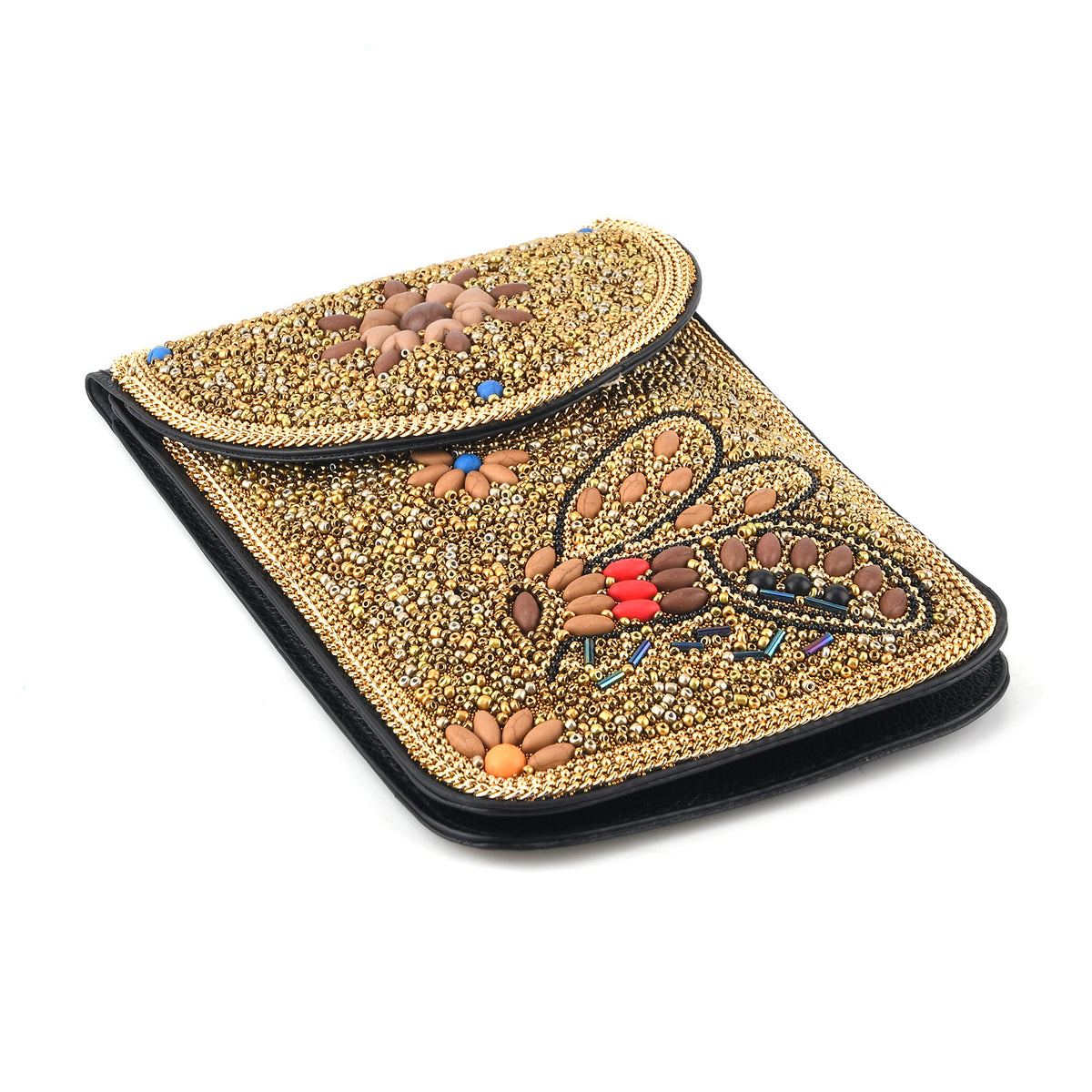 Multicolour Beaded Bee Pattern Embroidery Phone Crossbody Bag with Adjustable Strap - Gold V32747411 6