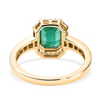 MIDNIGHT SPECIAL - 9K Yellow Gold AAA Premium Zambian Emerald & White Diamond Halo Ring 1.87 Ct._8574966_4