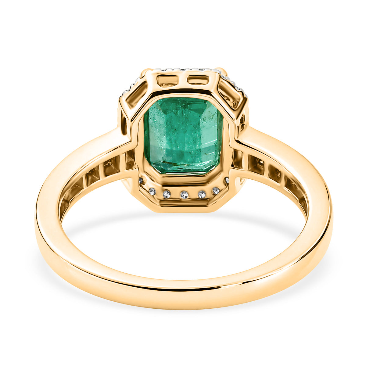 9K Yellow Gold AAA Premium Zambian Emerald &amp; White Diamond Halo Ring 1.87 Ct. V32504459 5