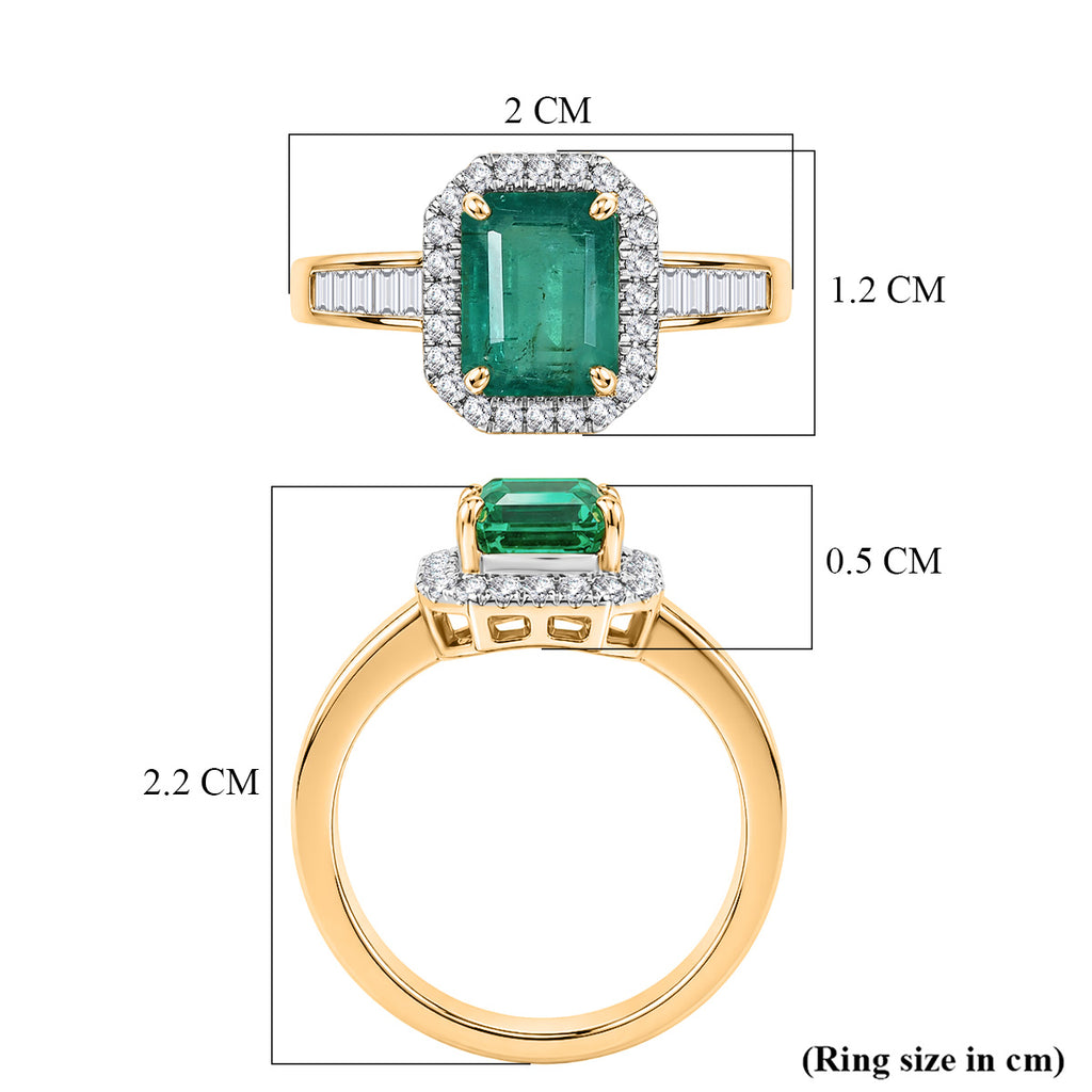 MIDNIGHT SPECIAL - 9K Yellow Gold AAA Premium Zambian Emerald & White Diamond Halo Ring 1.87 Ct._8574967_5