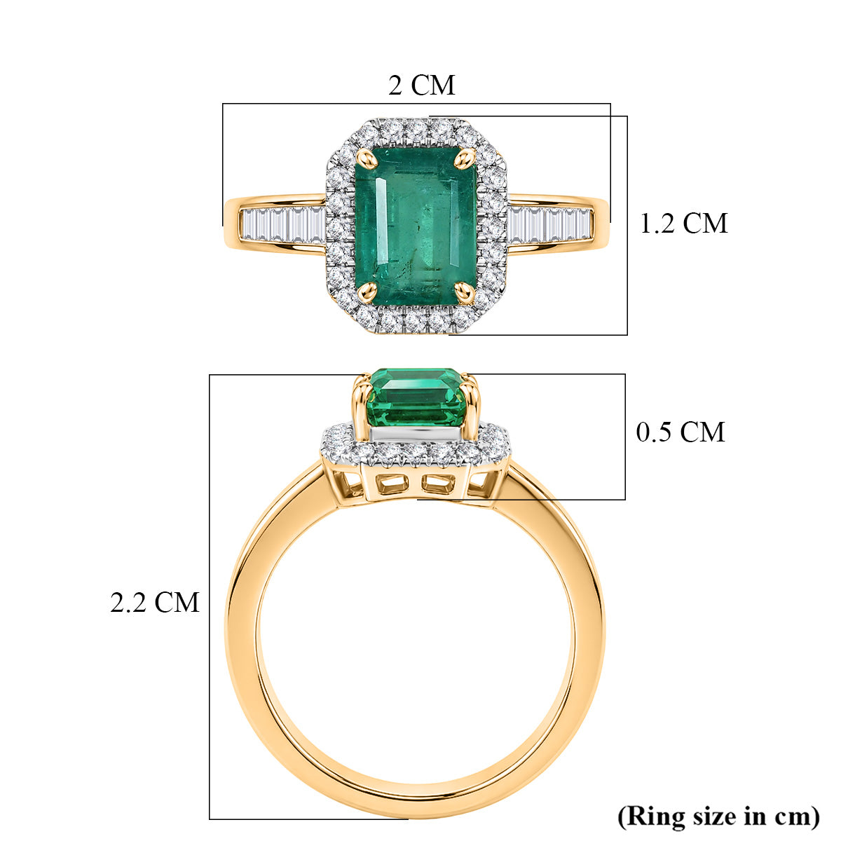 9K Yellow Gold AAA Premium Zambian Emerald &amp; White Diamond Halo Ring 1.87 Ct. V32504459 6