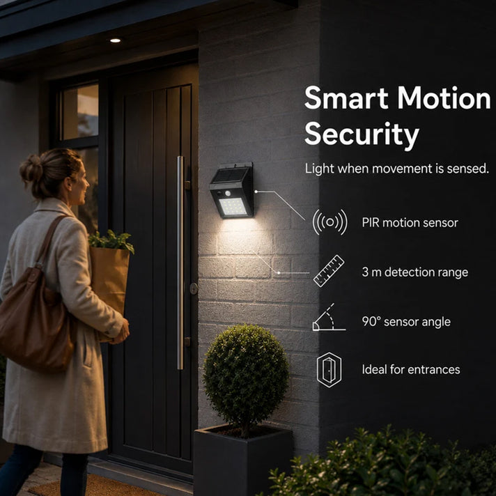 PIR Motion Sensor LED Solar Security Wall Light (270 Lumen) - Black V32664631 2