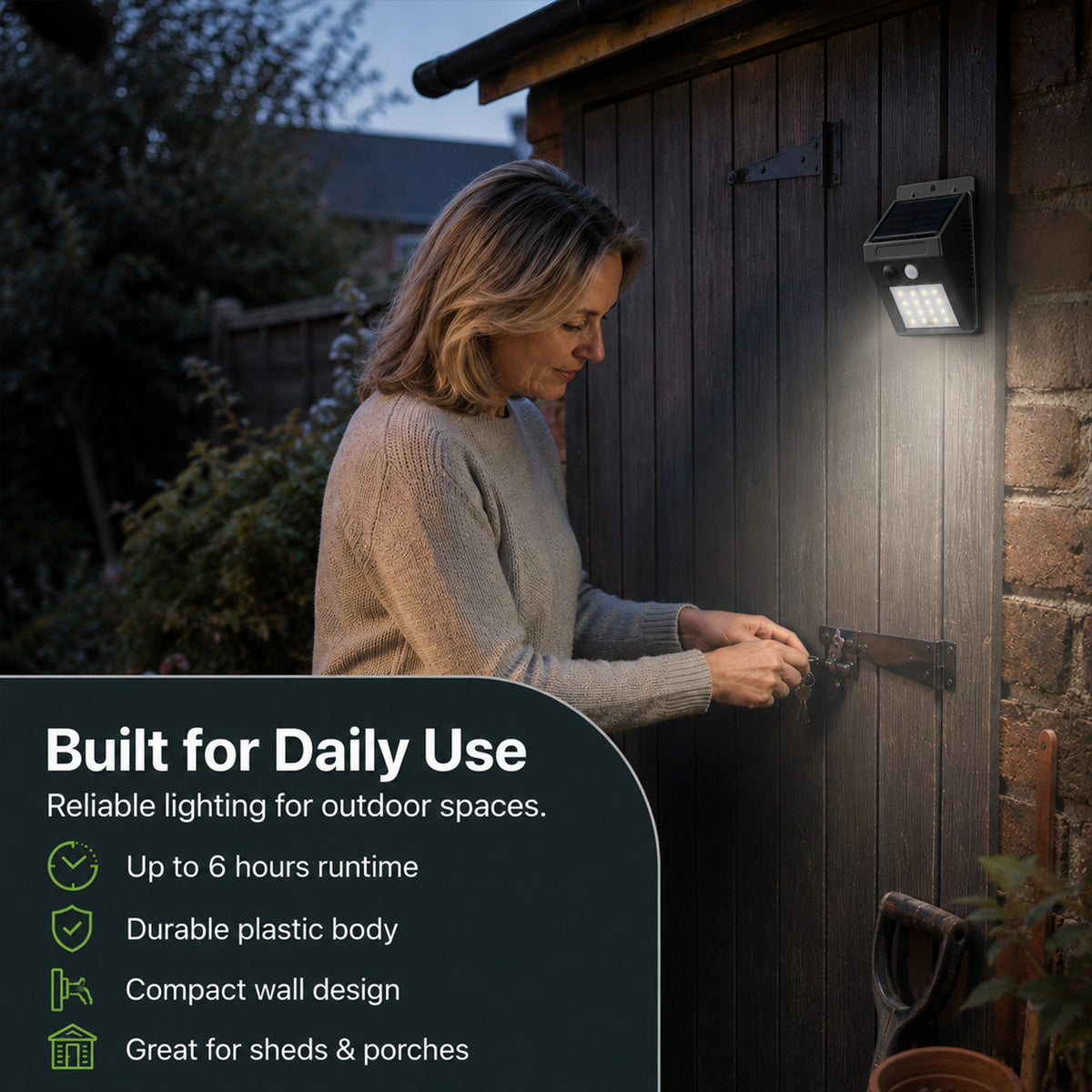 PIR Motion Sensor LED Solar Security Wall Light (270 Lumen) - Black 8574978 2