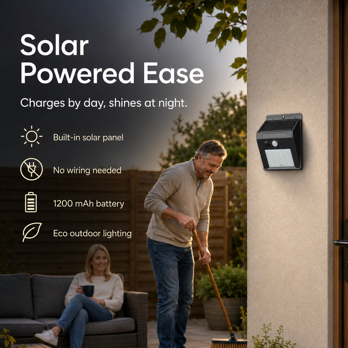 PIR Motion Sensor LED Solar Security Wall Light (270 Lumen) - Black 8574978 4