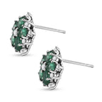 Luxuriant - AAA Premium Zambian Emerald & Lab Grown Diamond (SI/G-H) Floral Earring with Push Post in Rhodium Overlay Sterling Silver 1.90 Ct._8574984_3