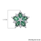 Luxuriant - AAA Premium Zambian Emerald & Lab Grown Diamond (SI/G-H) Floral Earring with Push Post in Rhodium Overlay Sterling Silver 1.90 Ct._8574984_4