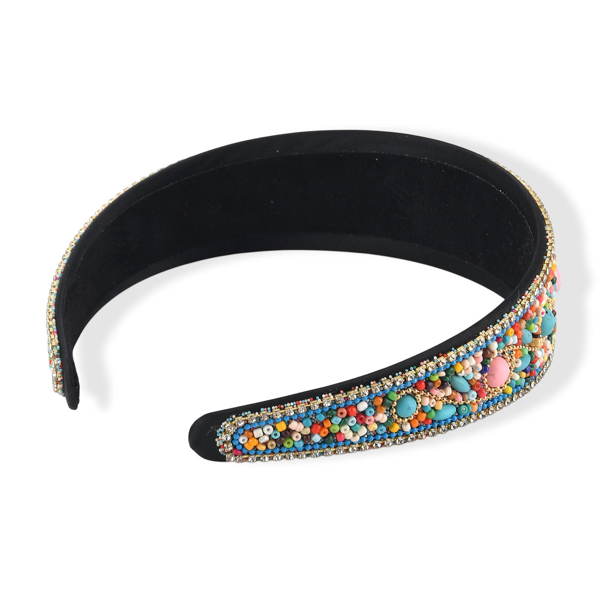 Set of 2 - Designer Inspired Turquoise Embellished Headband and Cuff Bracelet Set - Multi Colour V32565543 6